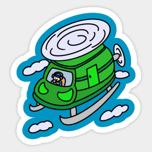 Pilot helicopter with cute cartoon boy Sticker